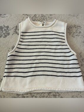 Miou Muse Nautical Rollneck Stripe Knit Sweater Tank